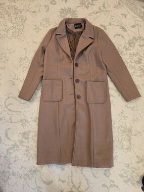 Women's Camel Knee-Length Wool Blend Coat